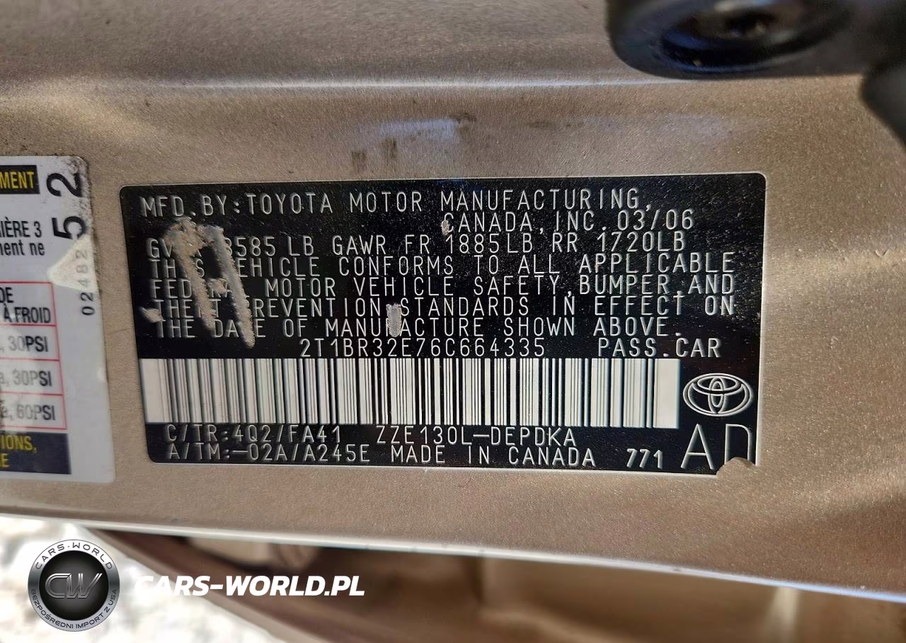 2006 Toyota Corolla Ce VIN:2T1BR32E76C664335 - 13
