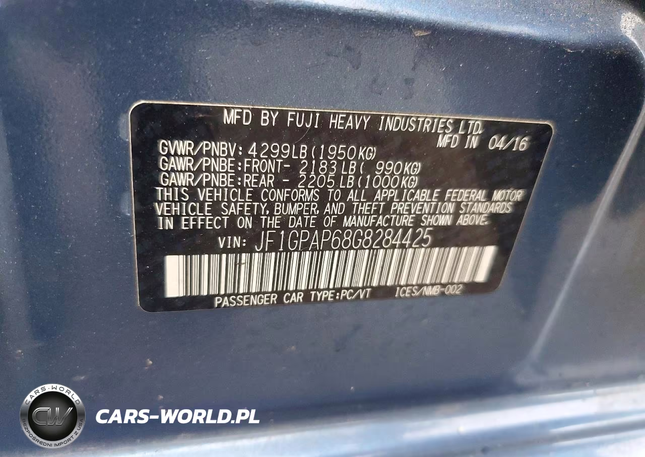 2016 Subaru Impreza Sport Premium VIN:JF1GPAP68G8284425 - 13