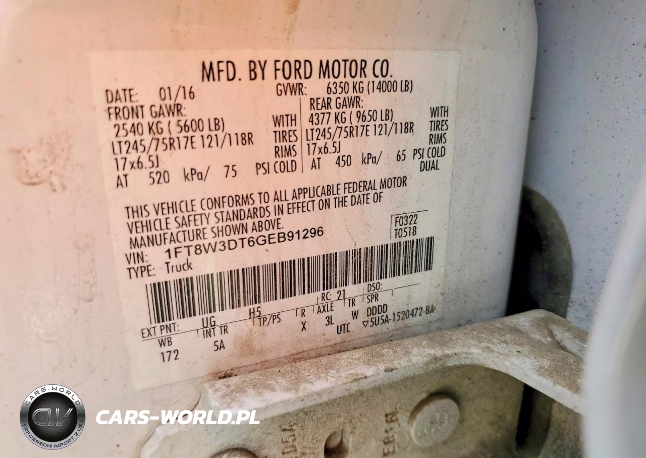 2016 Ford F350 Super Duty VIN:1FT8W3DT6GEB91296 - 12