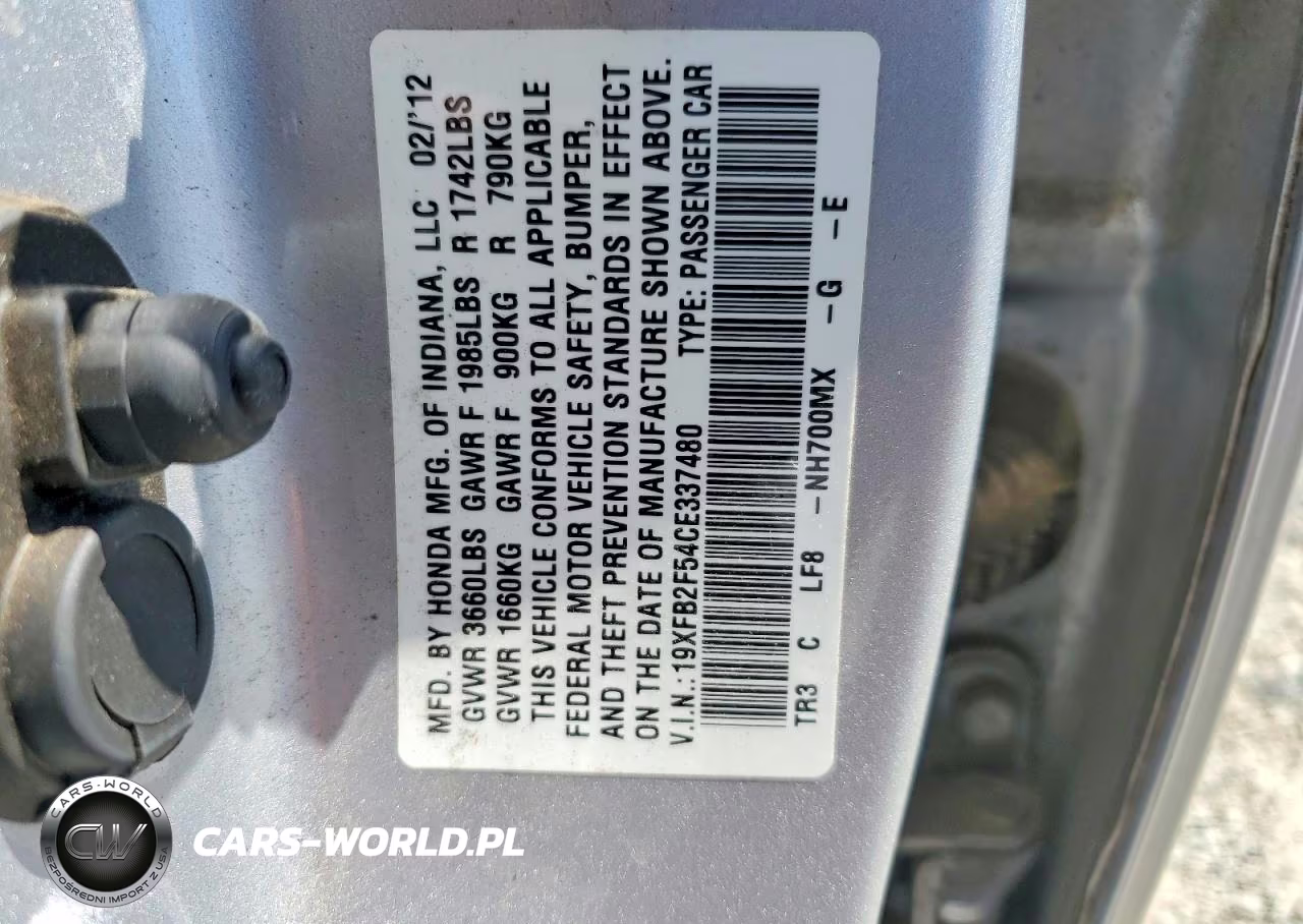 2012 Honda Civic Lx VIN:19XFB2F54CE337480 - 13