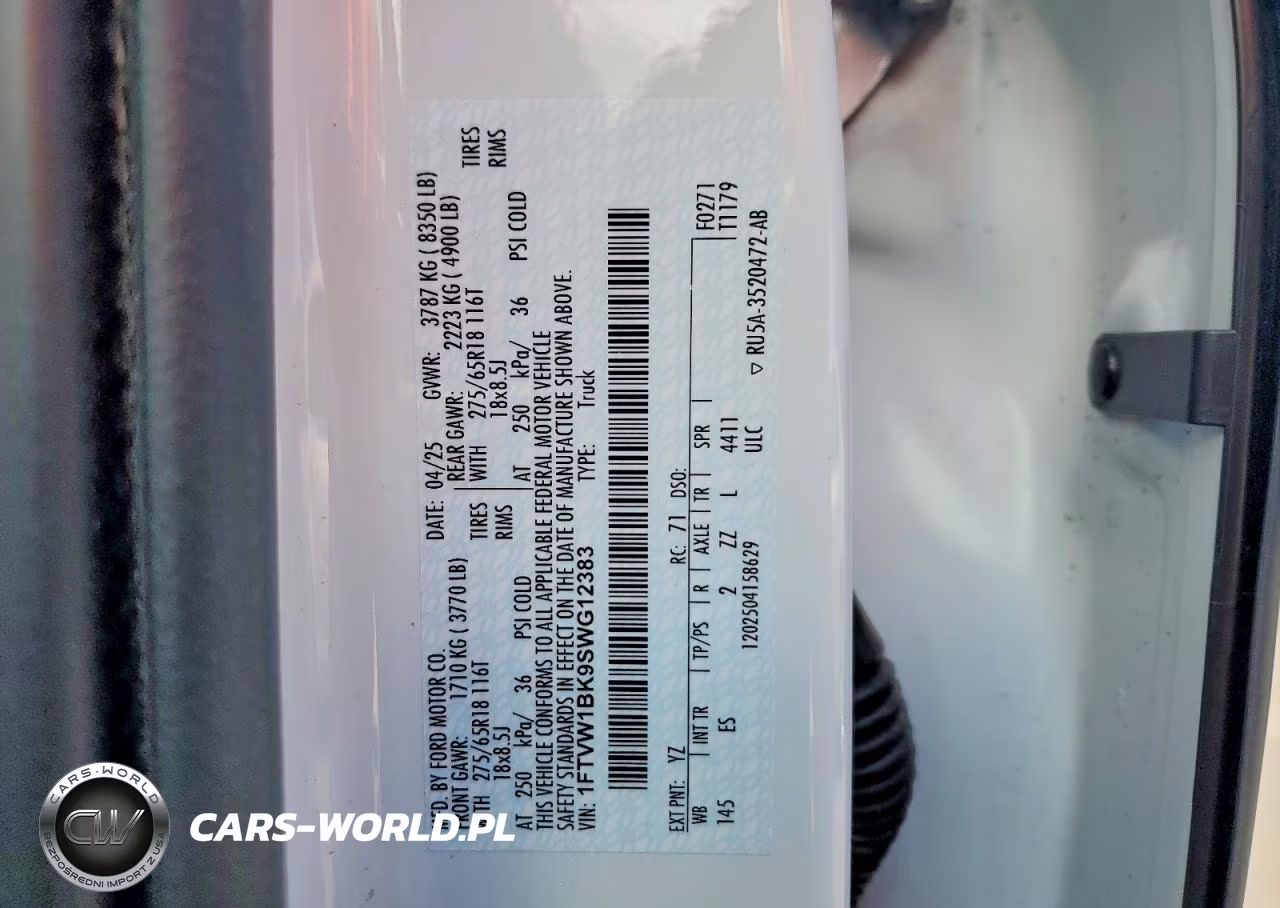 2025 Ford F150 Lightning Pro VIN:1FTVW1BK9SWG12383 - 12