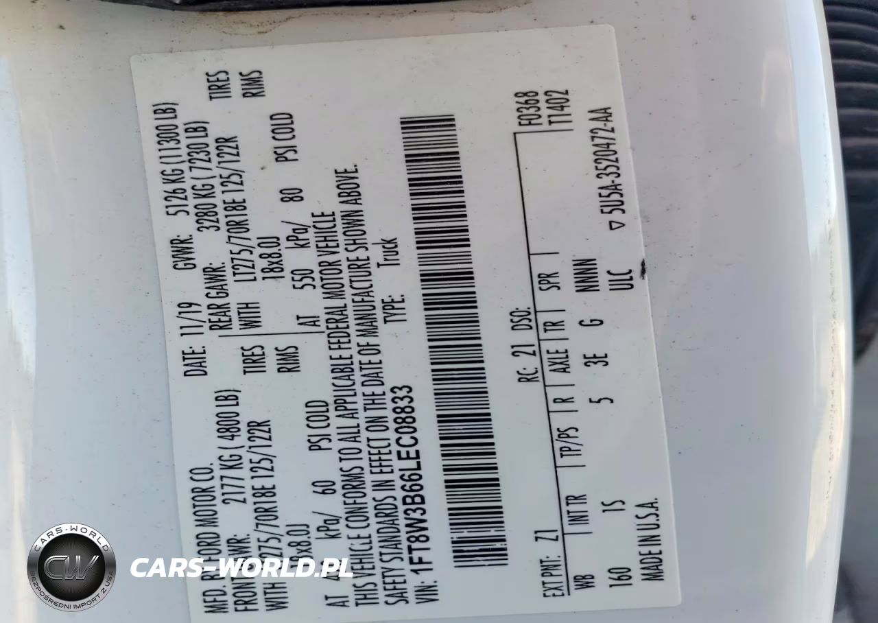 2020 Ford F350 Super Duty VIN:1FT8W3B66LEC08833 - 12