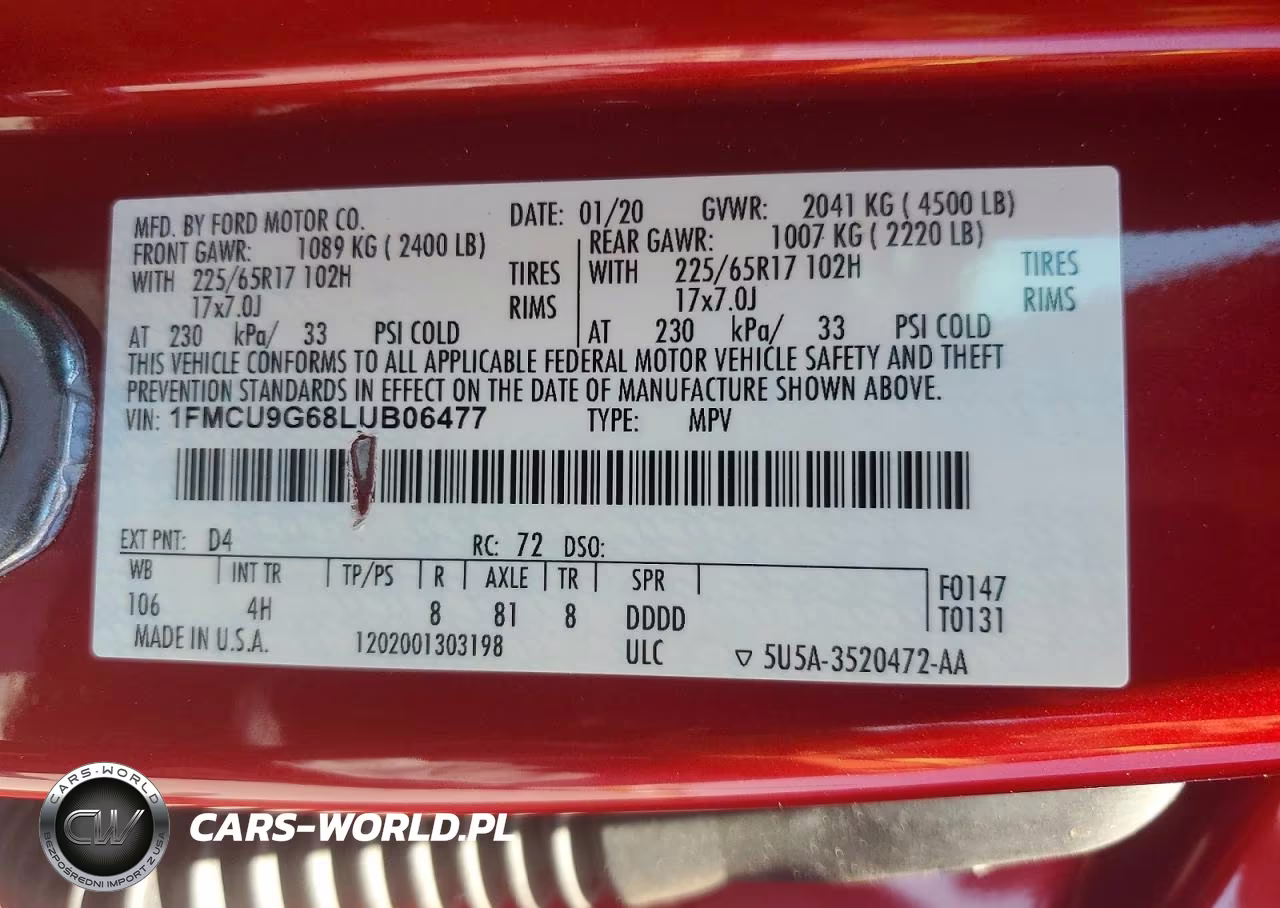 2020 Ford Escape Se VIN:1FMCU9G68LUB06477 - 13