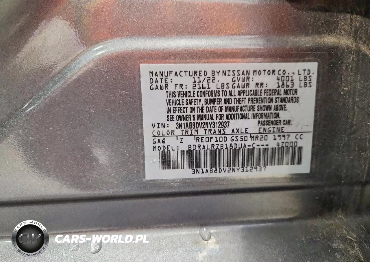 2022 Nissan Sentra Sr VIN:3N1AB8DV2NY312937 - 12
