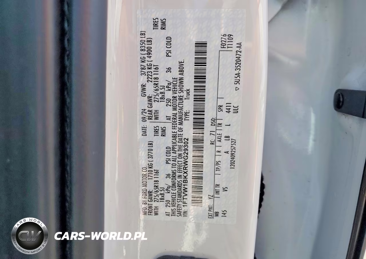 2024 Ford F150 Lightning Pro VIN:1FTVW1BKXRWG29302 - 12