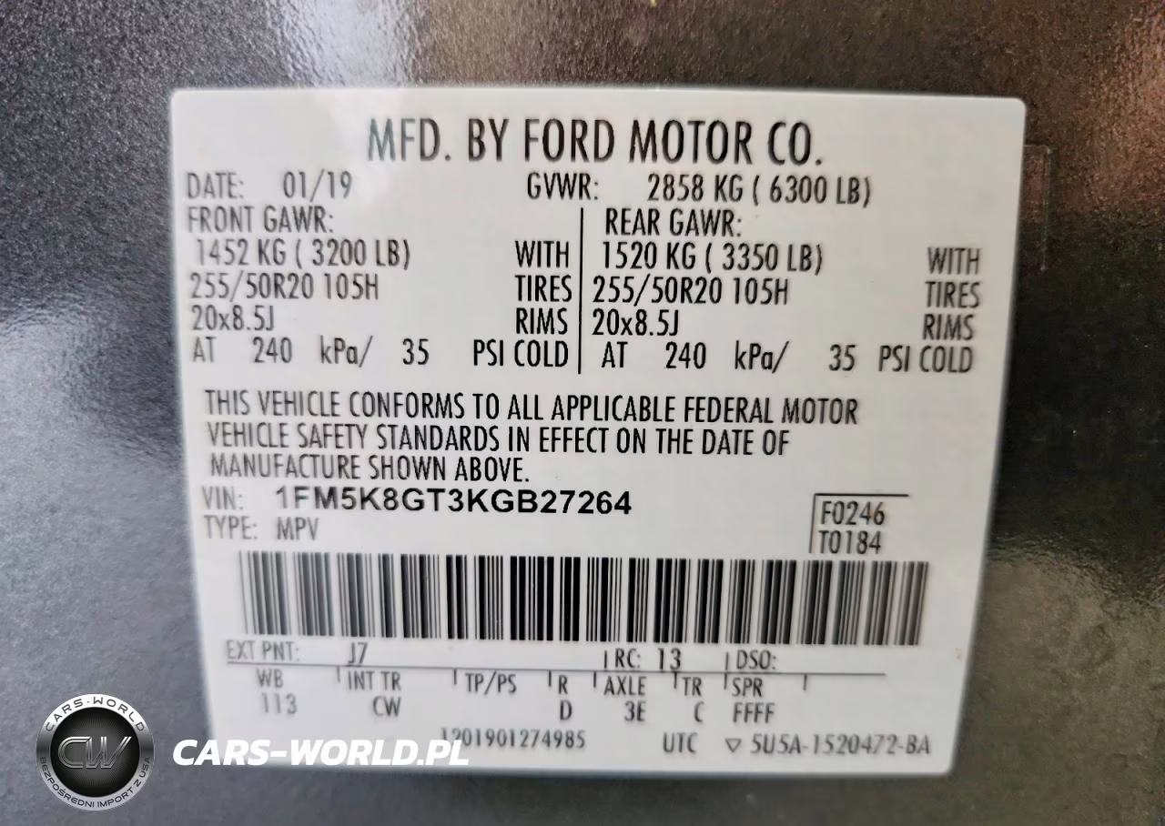 2019 Ford Explorer Sport VIN:1FM5K8GT3KGB27264 - 12