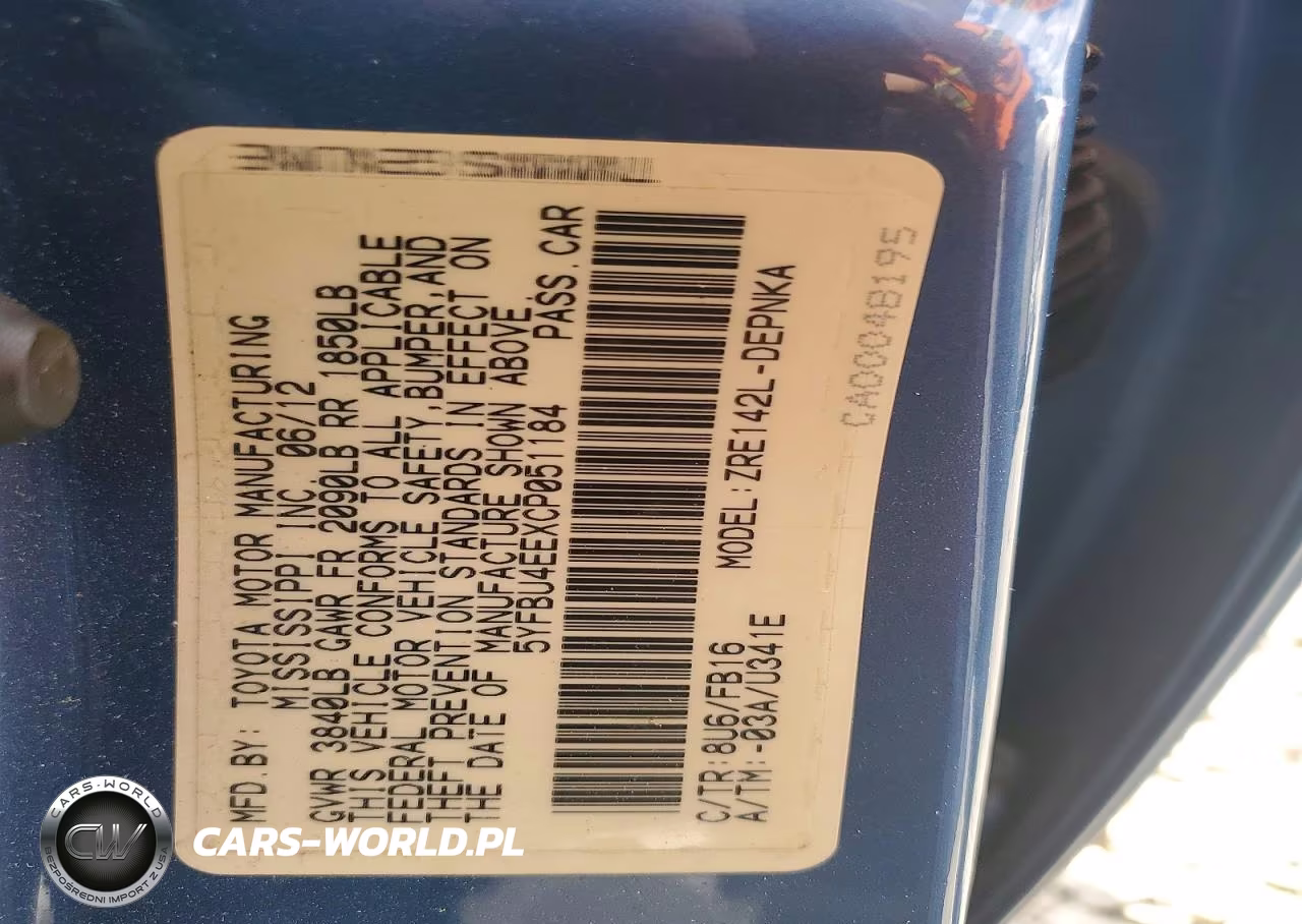 2012 Toyota Corolla Le VIN:5YFBU4EEXCP051184 - 12