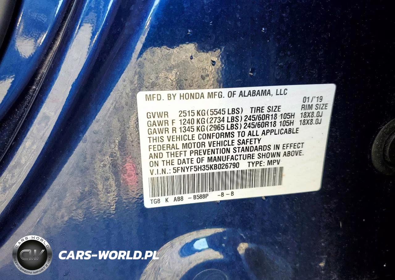 2019 Honda Pilot Ex VIN:5FNYF5H35KB026790 - 13