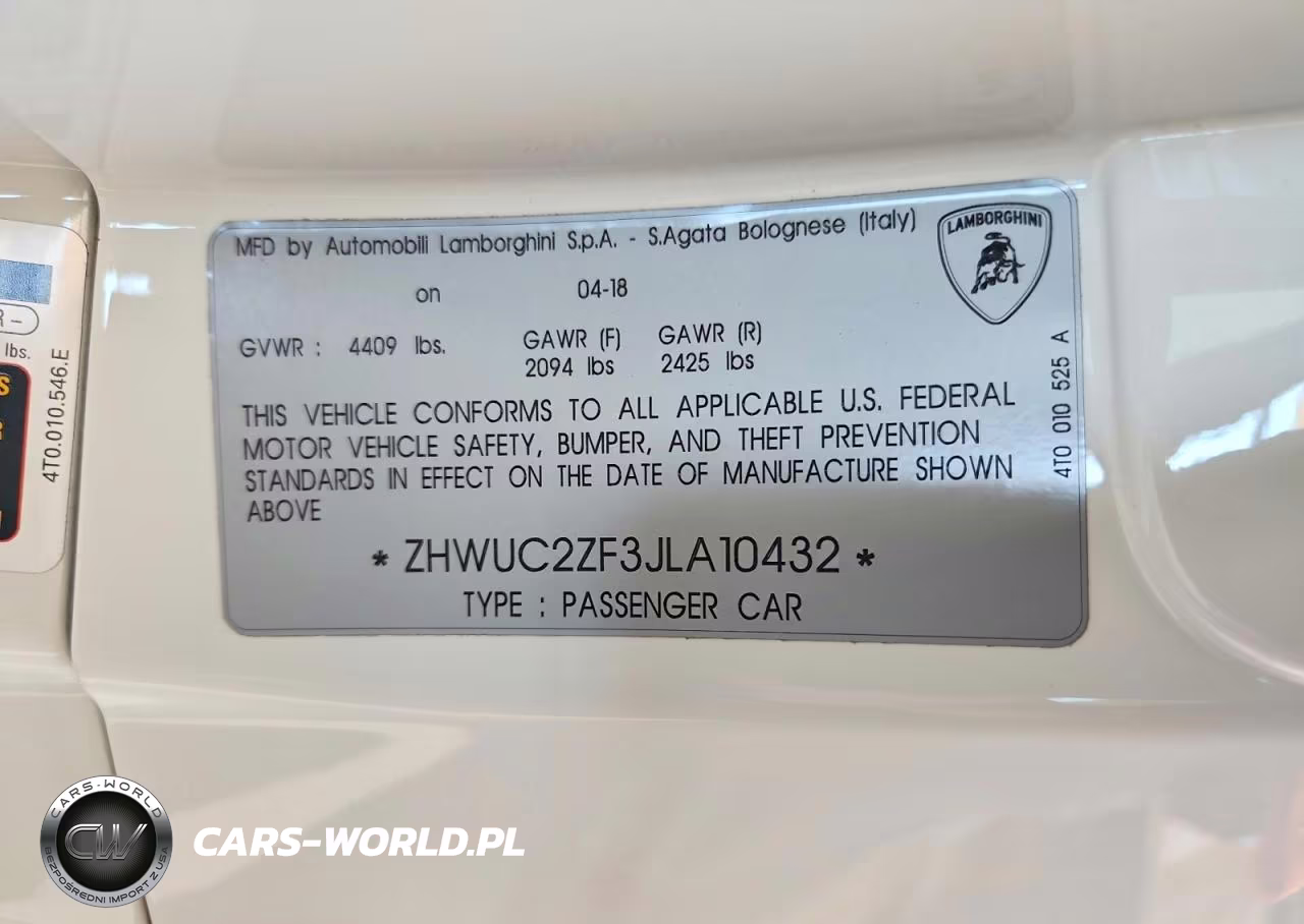 2018 Lamborghini Huracan VIN:ZHWUC2ZF3JLA10432 - 12