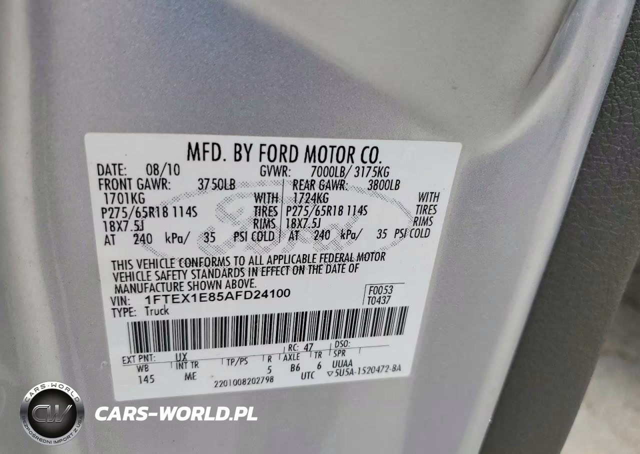 2010 Ford F150 Super Cab VIN:1FTEX1E85AFD24100 - 12