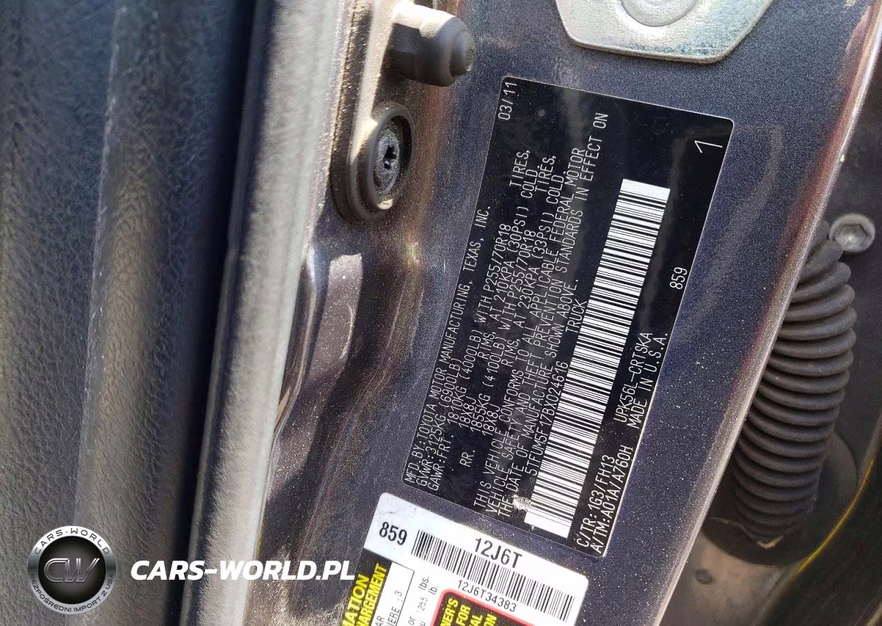 2011 Toyota Tundra Double Cab Sr5 VIN:5TFUM5F17BX024616 - 12