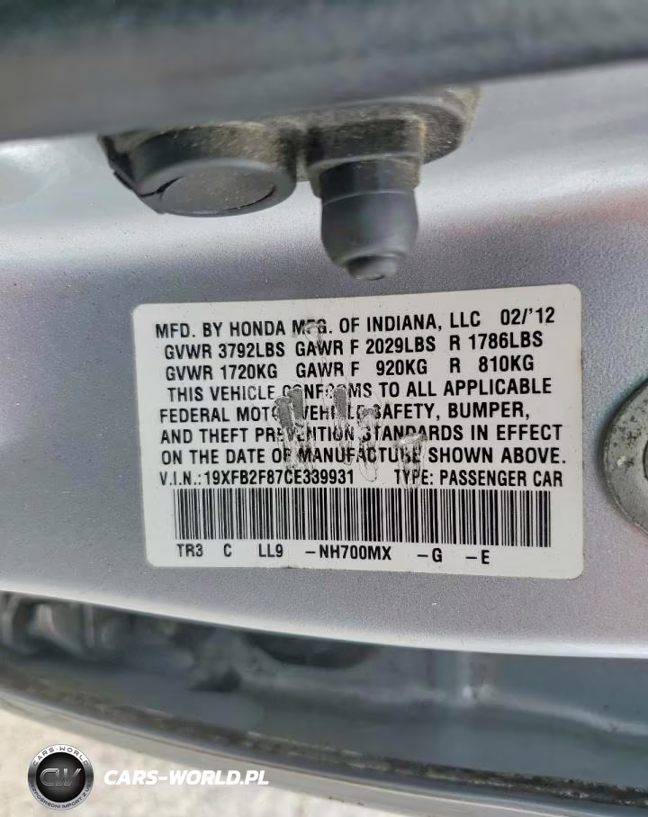 2012 Honda Civic Ex VIN:19XFB2F87CE339931 - 13