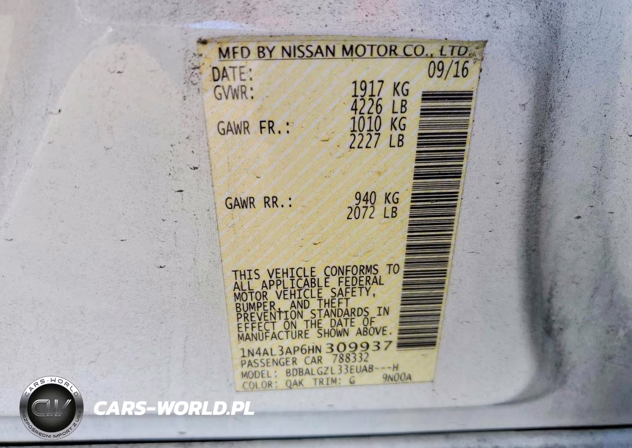 2017 Nissan Altima 2.5 S VIN:1N4AL3AP6HN309937 - 12