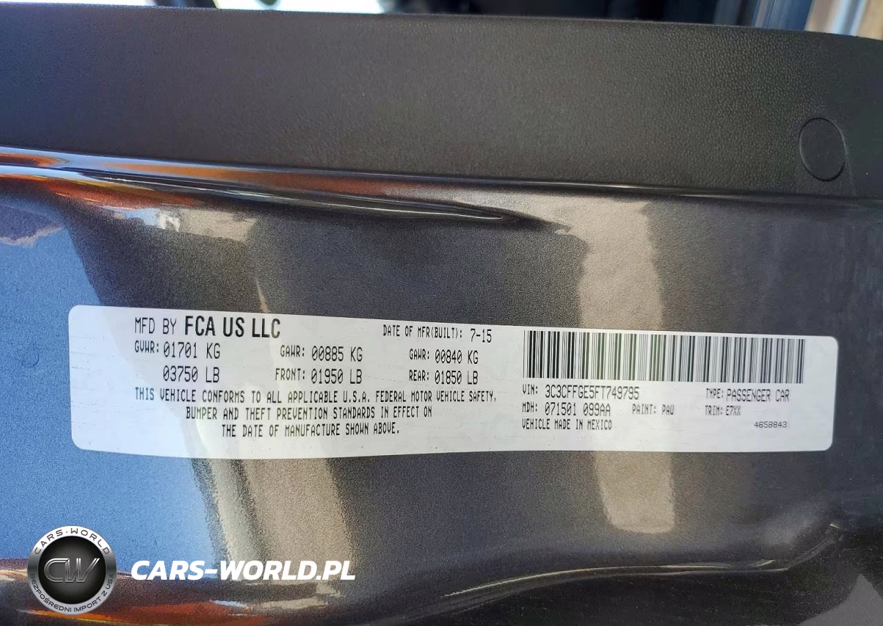 2015 Fiat 500 Electric VIN:3C3CFFGE5FT749795 - 12