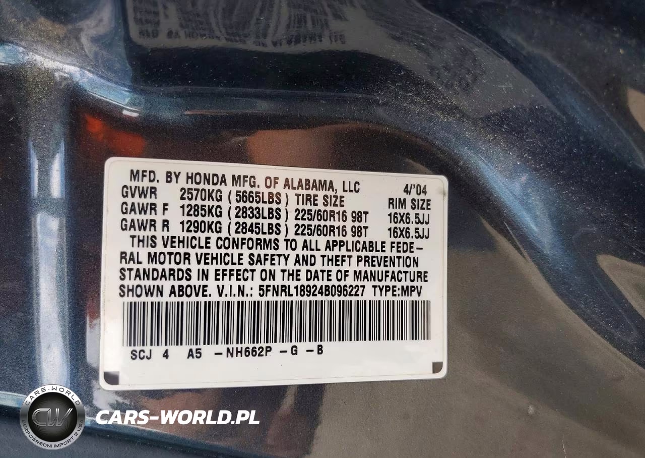 2004 Honda Odyssey Exl VIN:5FNRL18924B096227 - 13