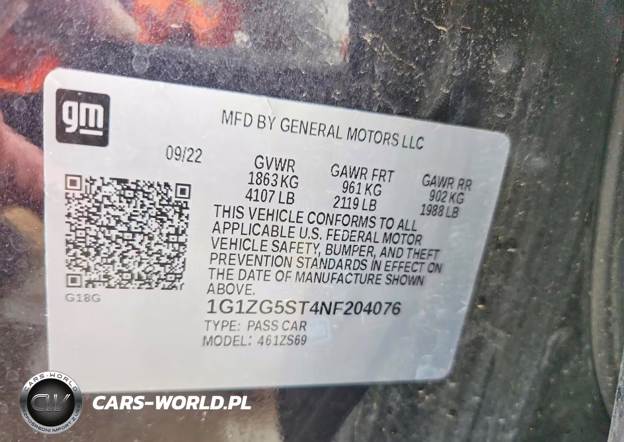 2022 Chevrolet Malibu Fwd Rs VIN:1G1ZG5ST4NF204076 - 11