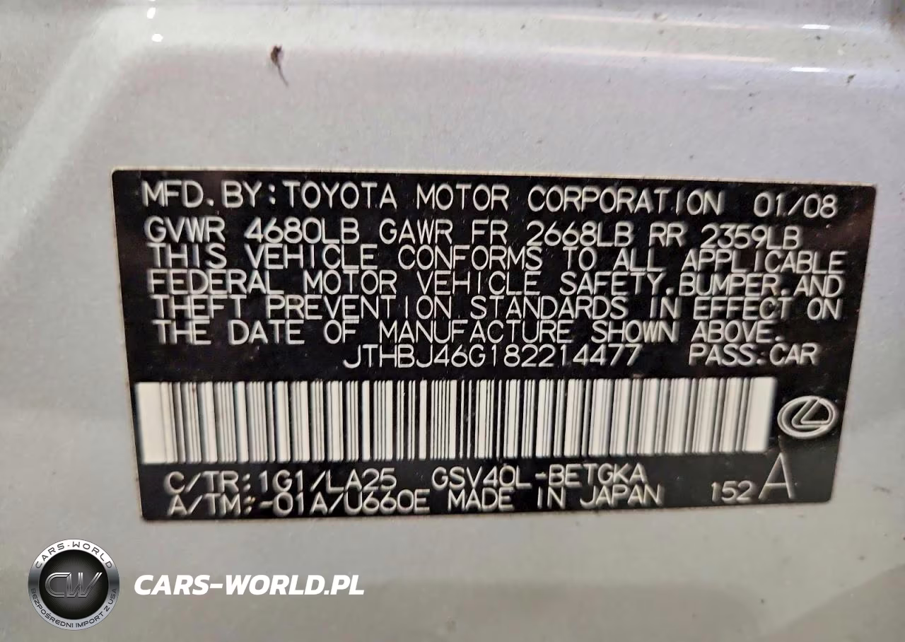 2008 Lexus Es 350 VIN:JTHBJ46G182214477 - 12