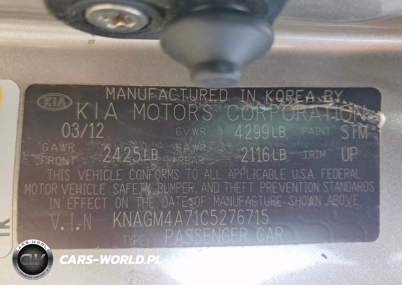 2012 Kia Optima Lx VIN:KNAGM4A71C5276715 - 12