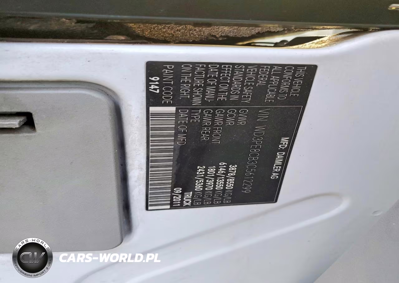 2012 Mercedes-Benz Sprinter 2500 Delivery Van VIN:WD3PE8CB3C5612299 - 13