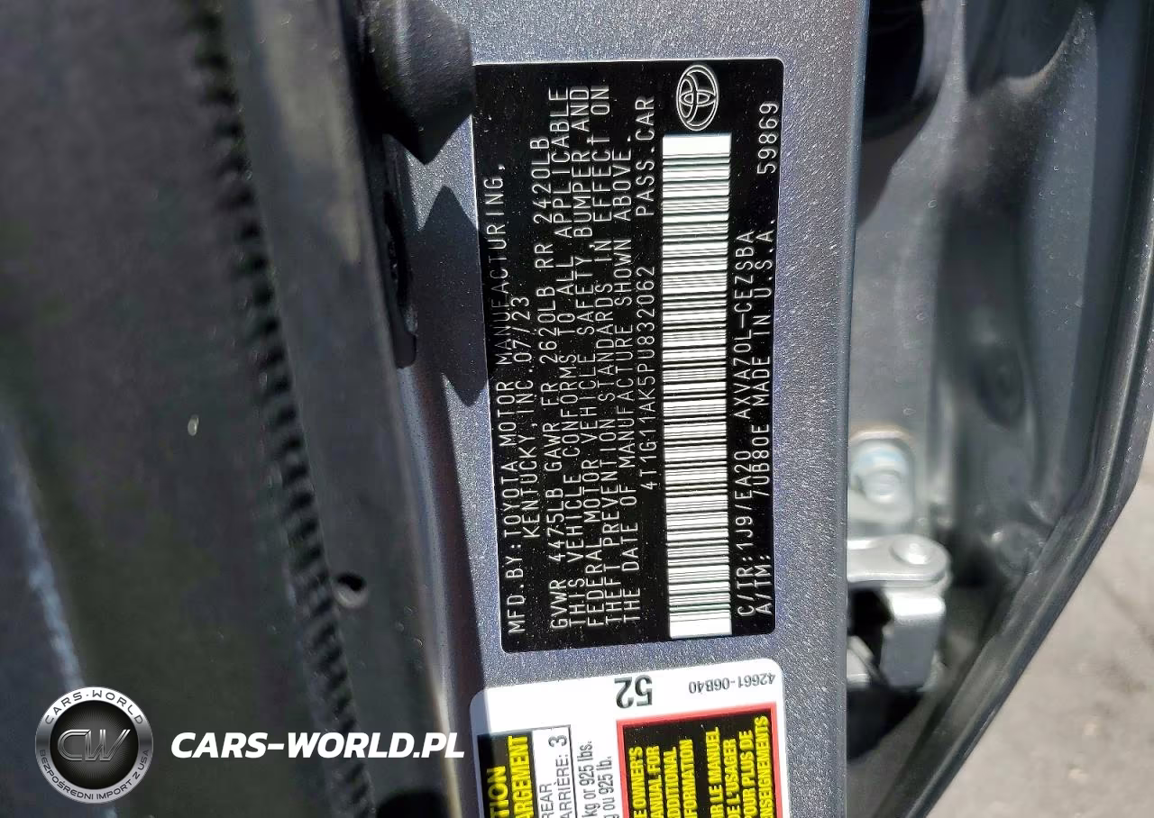 2023 Toyota Camry Se VIN:4T1G11AK5PU832062 - 12