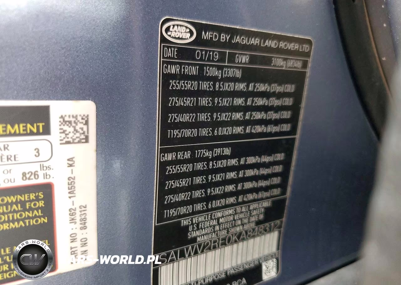 2019 Land Rover Range Rover Sport Supercharged Autobiography VIN:SALWV2RE0KA848312 - 13
