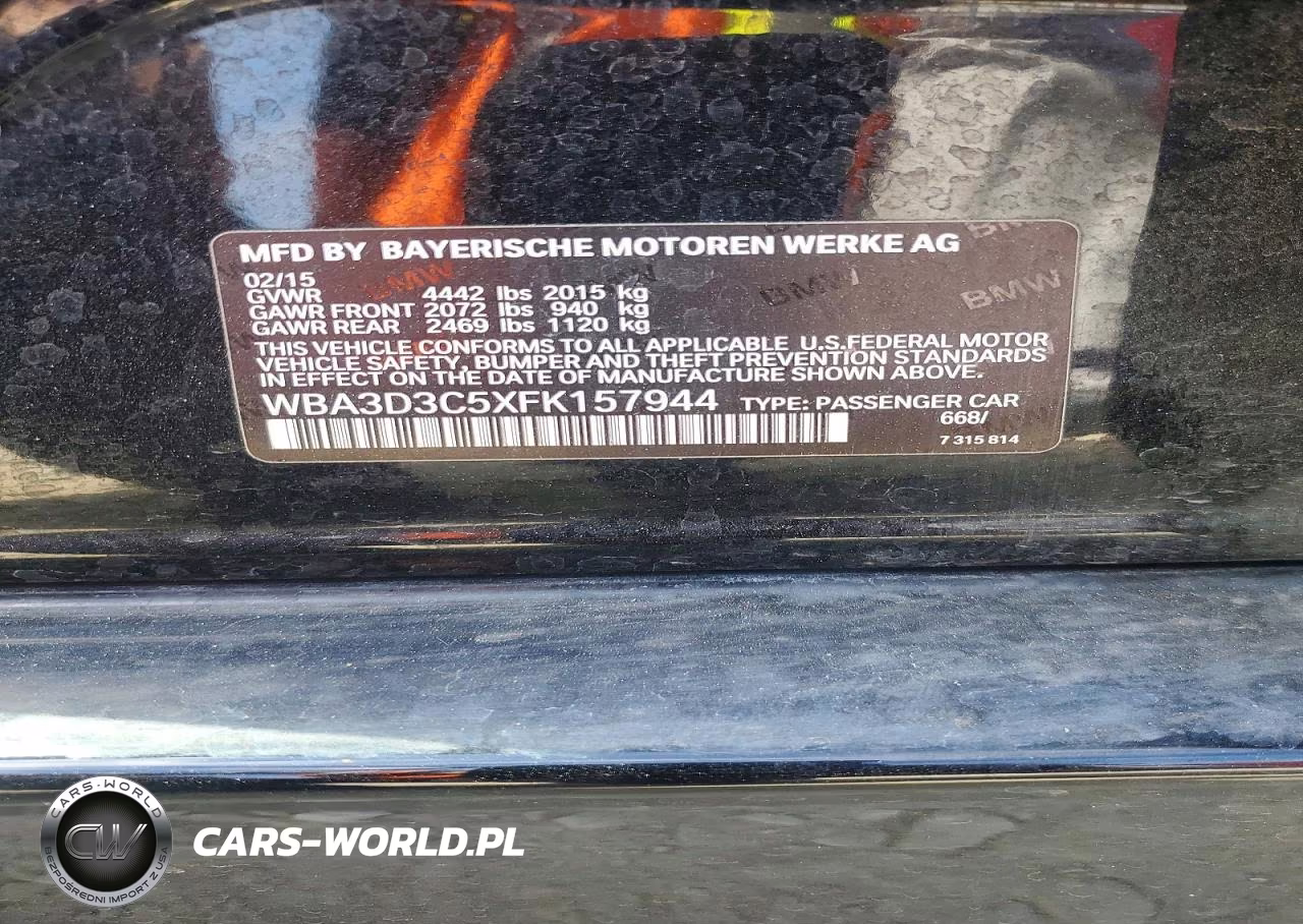 2015 BMW 328 D VIN:WBA3D3C5XFK157944 - 12