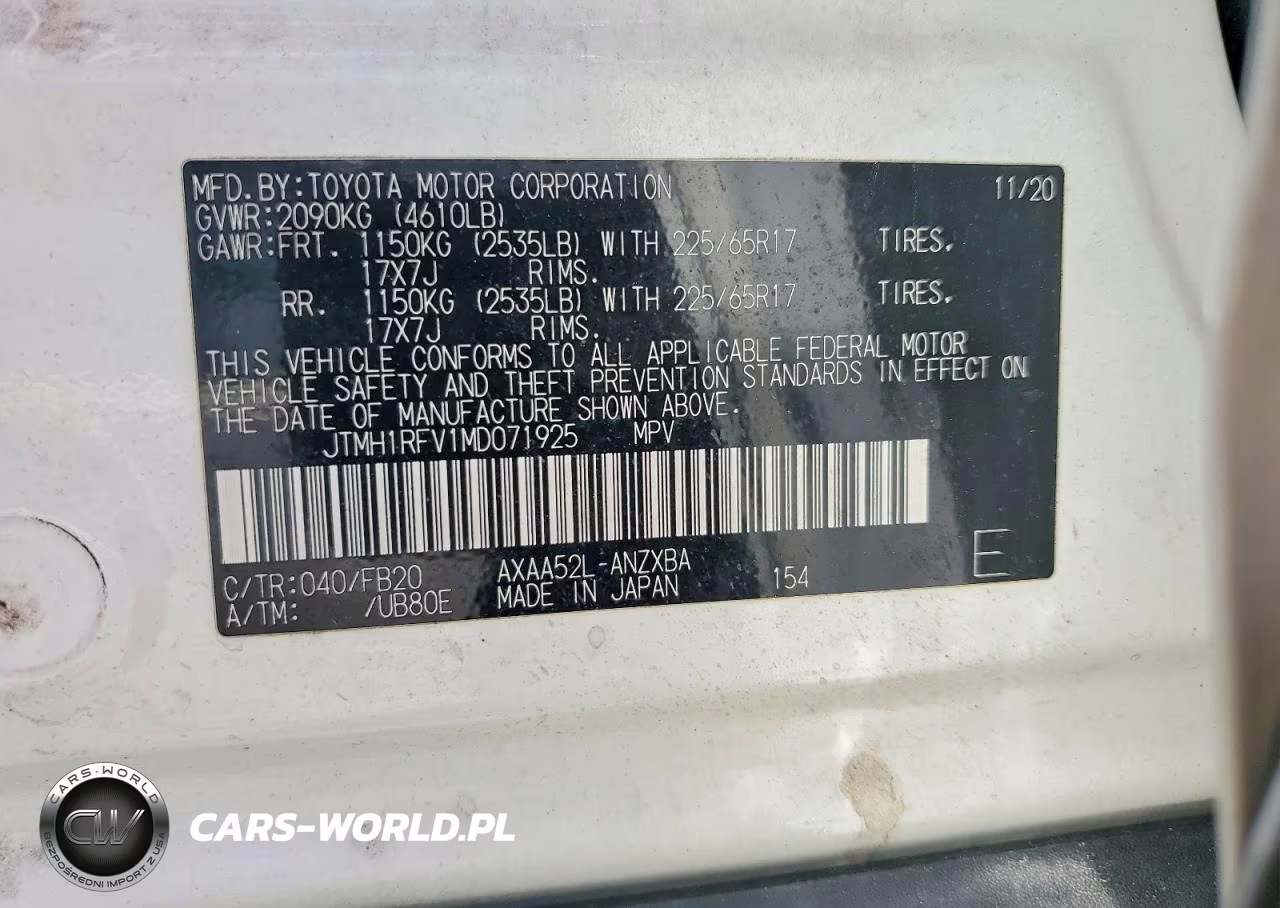 TOYOTA RAV4 LE VIN:JTMH1RFV1MD071925 - 14