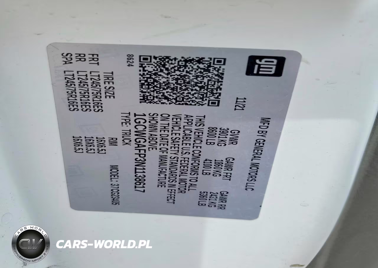 2022 Chevrolet Express G2500 VIN:1GCWGAFP3N1138617 - 13