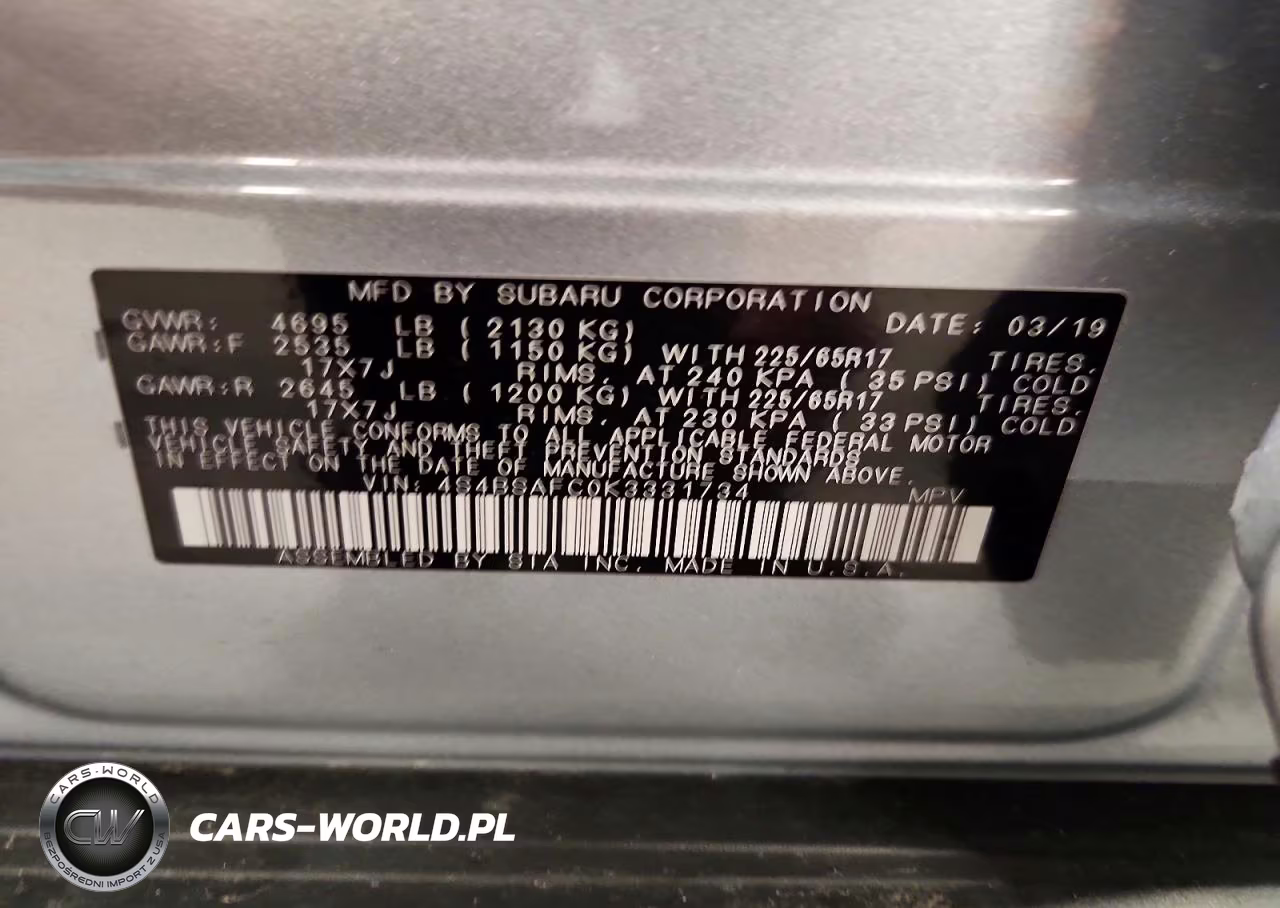 2019 Subaru Outback 2.5I Premium VIN:4S4BSAFC0K3331734 - 13