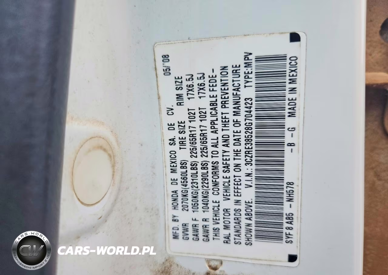 2008 Honda Cr-V Ex VIN:3CZRE38528G704423 - 13