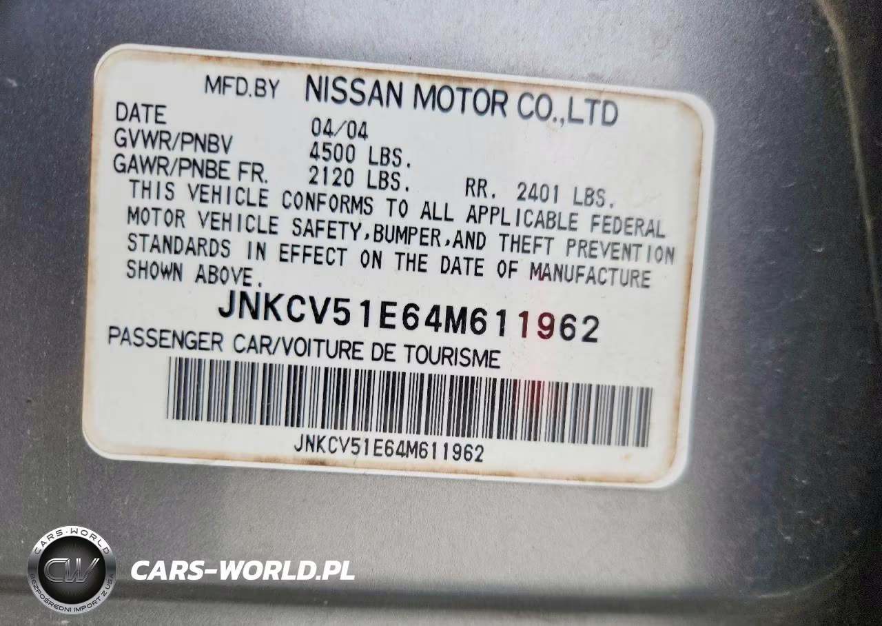 2004 Infiniti G35 Base VIN:JNKCV51E64M611962 - 13