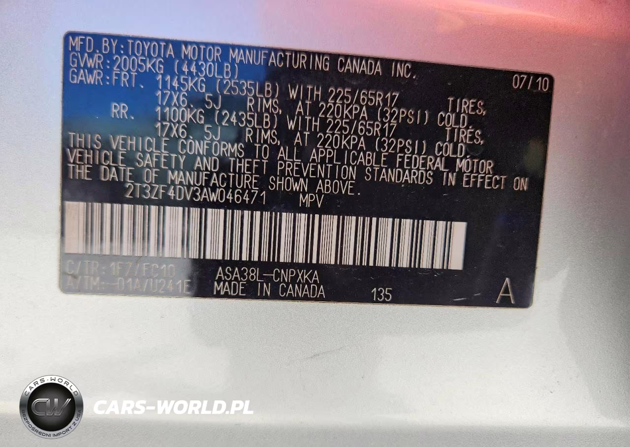 2010 Toyota Rav4 Base VIN:2T3ZF4DV3AW046471 - 14