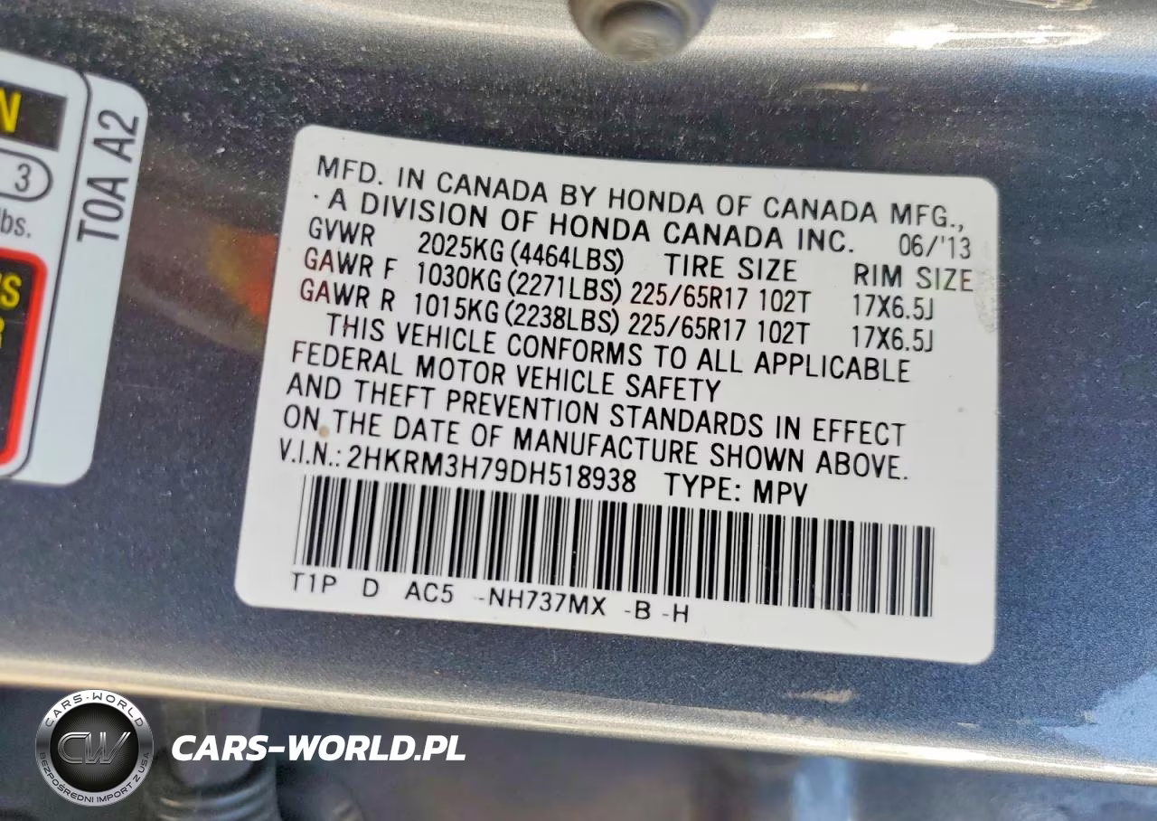 2013 Honda Cr-V Exl VIN:2HKRM3H79DH518938 - 14