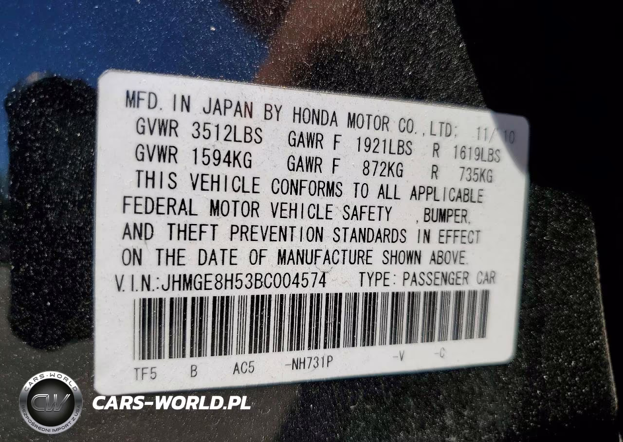 2011 Honda Fit Sport VIN:JHMGE8H53BC004574 - 12