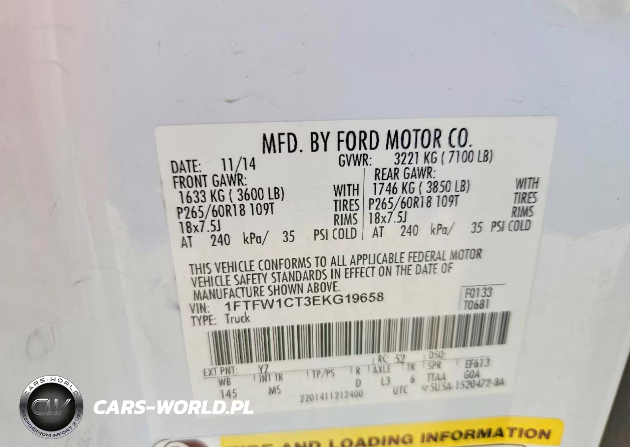 2014 Ford F150 Supercrew VIN:1FTFW1CT3EKG19658 - 12