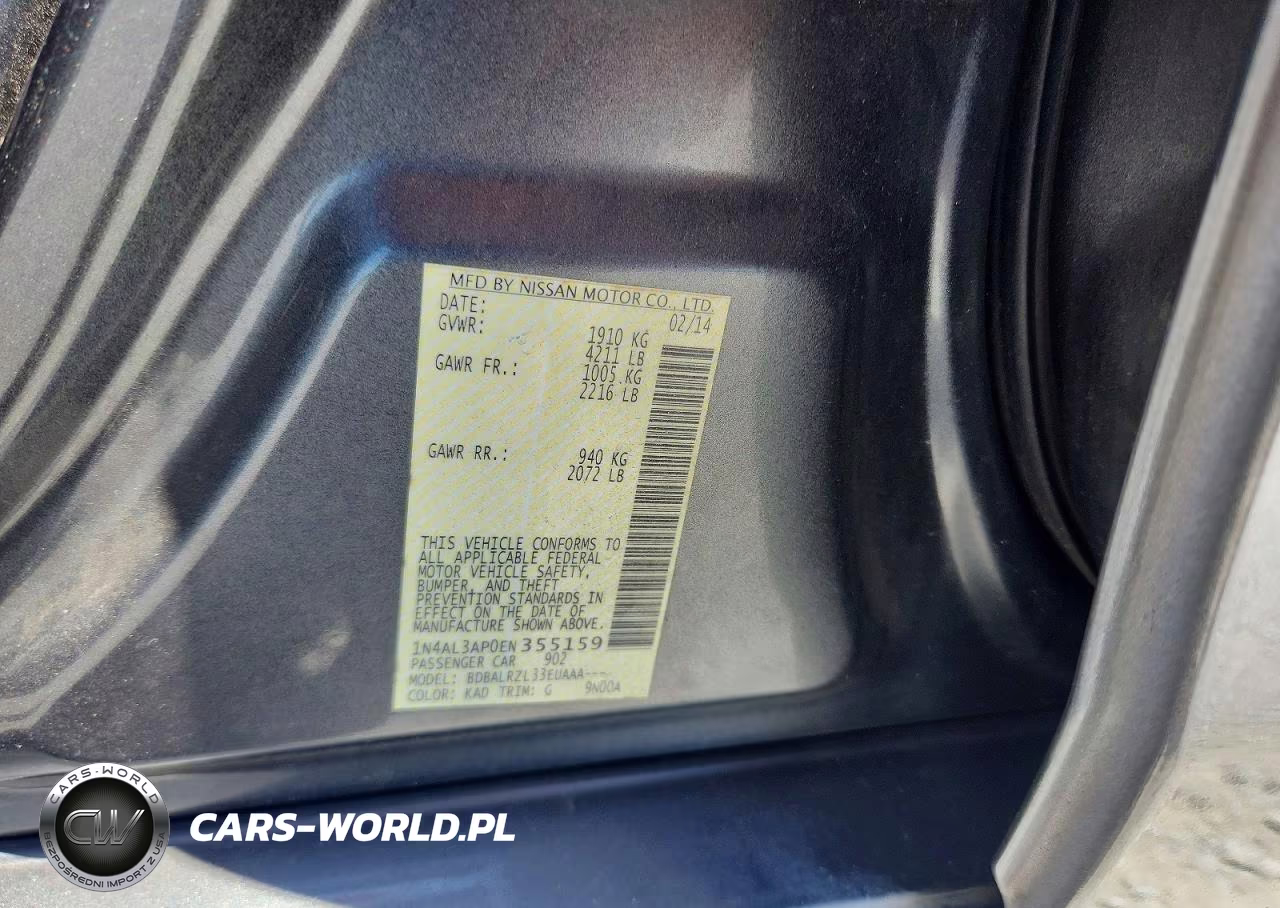2014 Nissan Altima 2.5 S VIN:1N4AL3AP0EN355159 - 12
