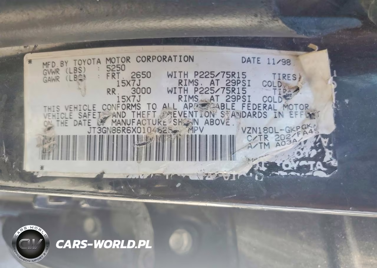 1999 Toyota 4Runner Sr5 VIN:JT3GN86R6X0104625 - 12