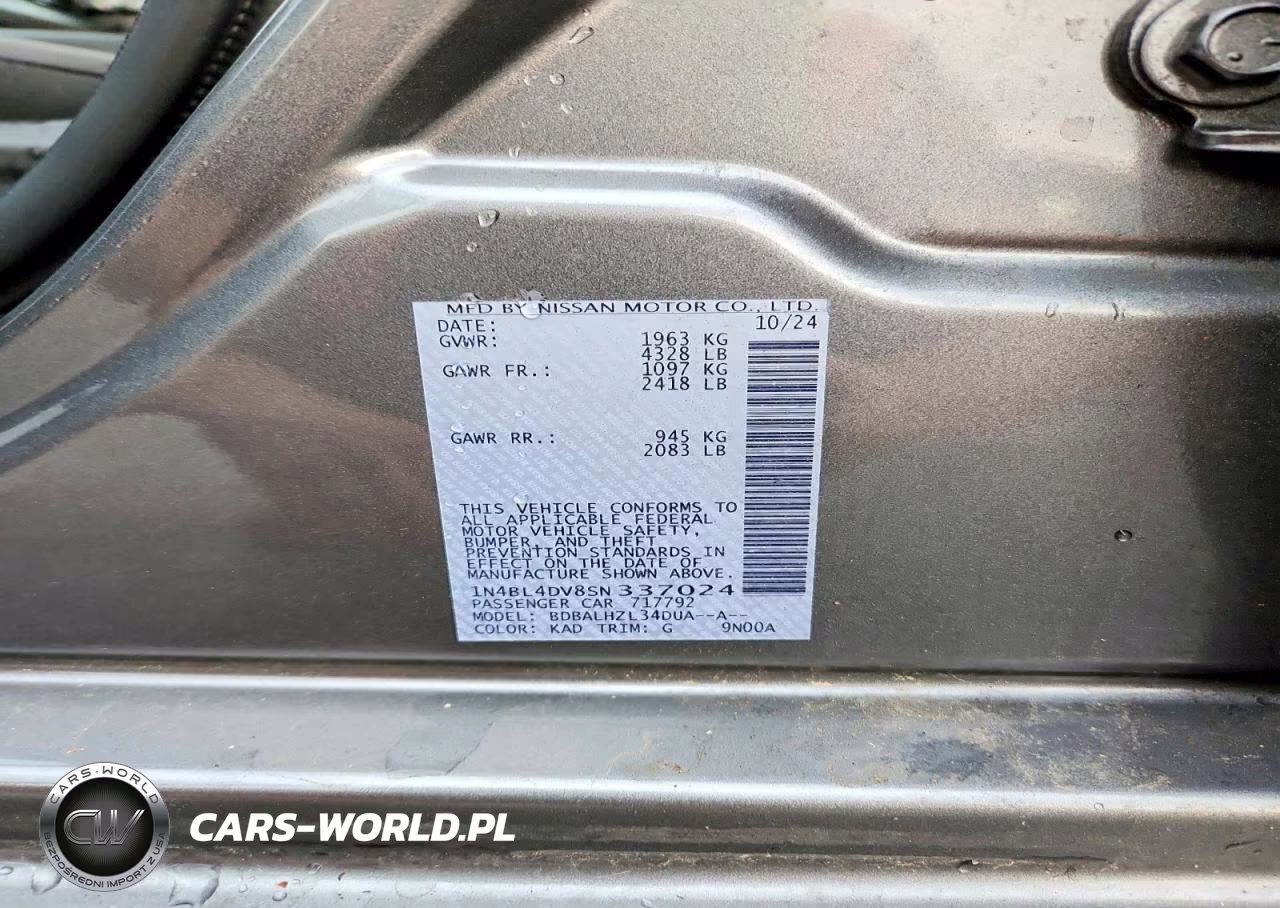 2025 Nissan Altima Sv VIN:1N4BL4DV8SN337024 - 12