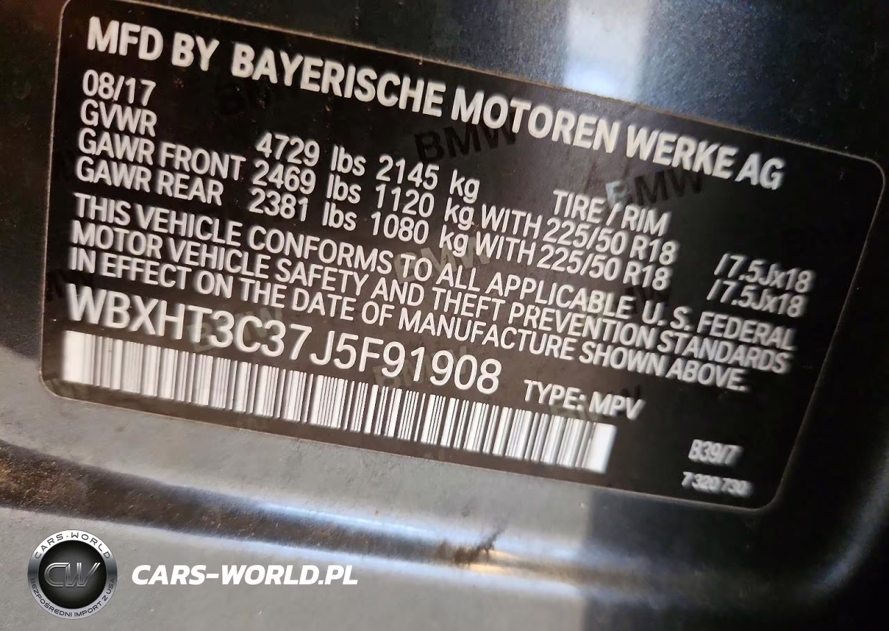 2018 BMW X1 VIN:WBXHT3C37J5F91908 - 12