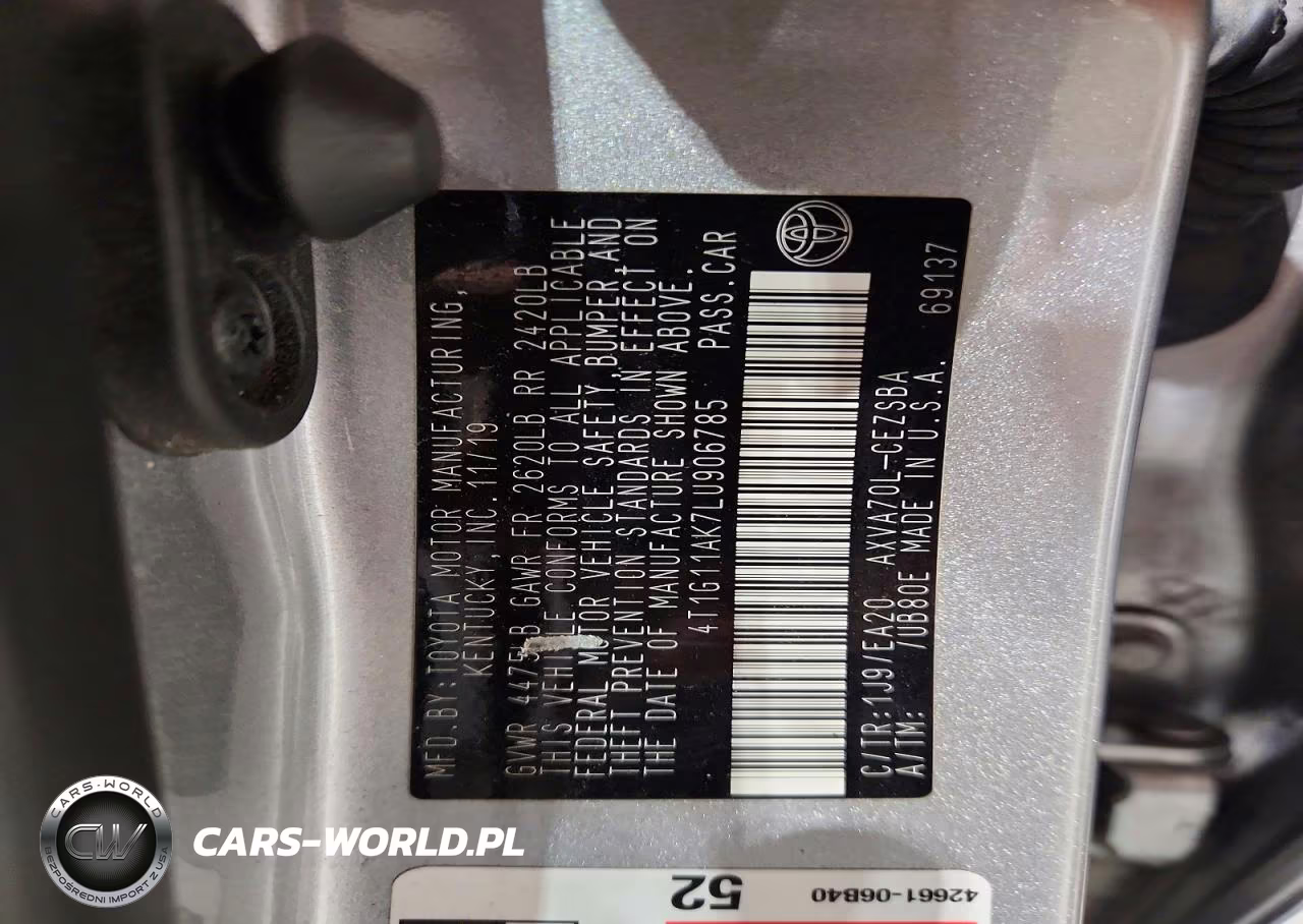2020 Toyota Camry Se VIN:4T1G11AK7LU906785 - 12