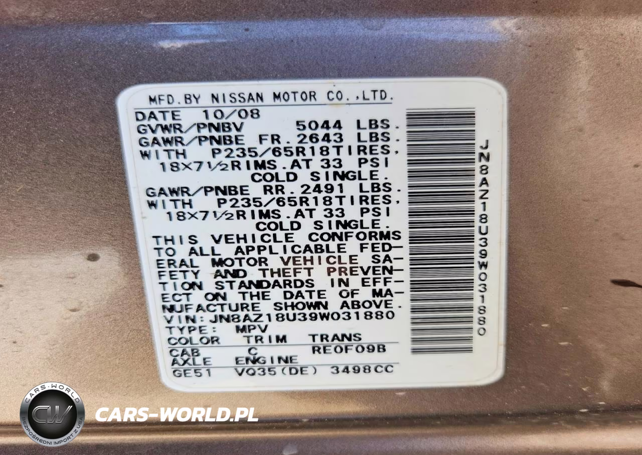 2009 Nissan Murano S VIN:JN8AZ18U39W031880 - 13