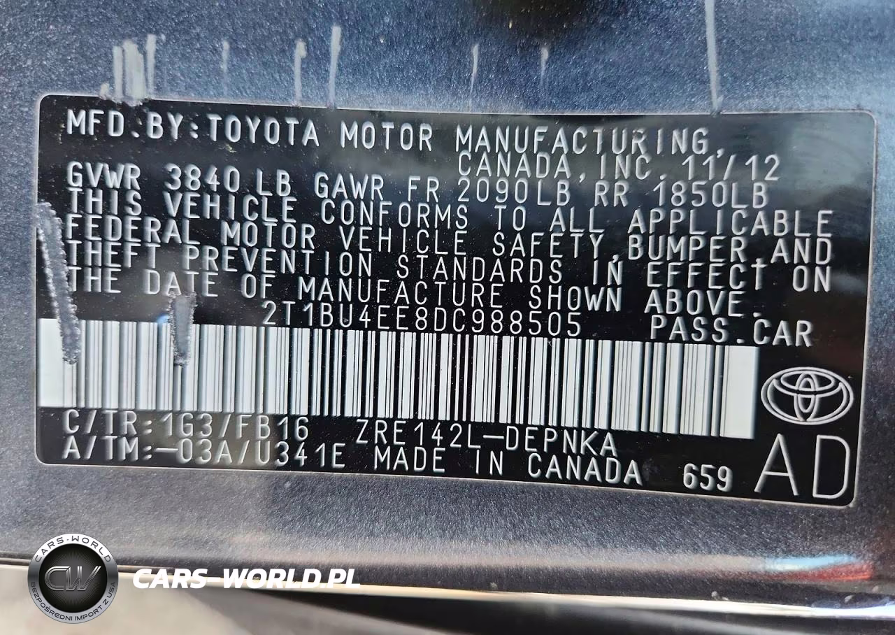 2013 Toyota Corolla Le VIN:2T1BU4EE8DC988505 - 13
