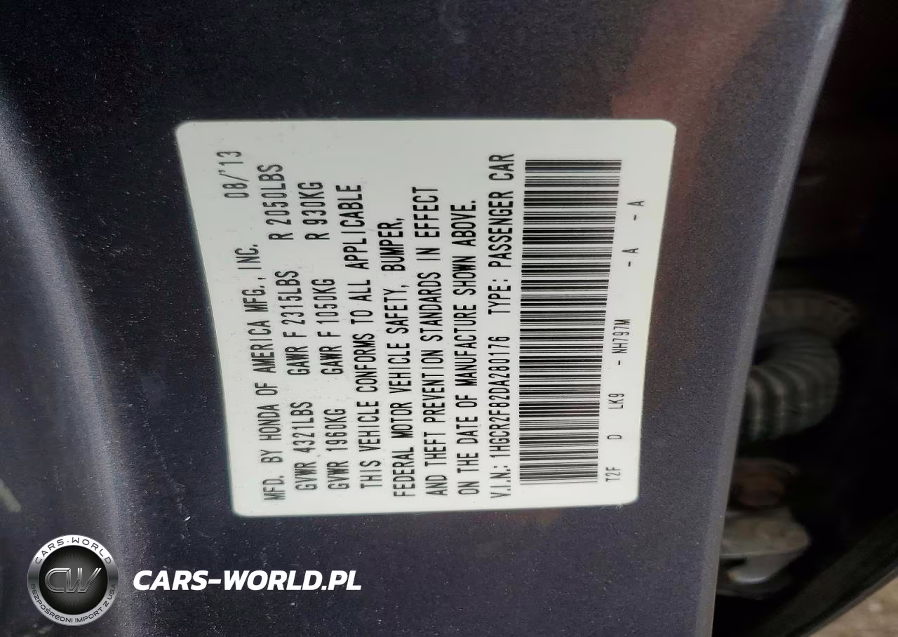 2013 Honda Accord Exl VIN:1HGCR2F82DA280176 - 13