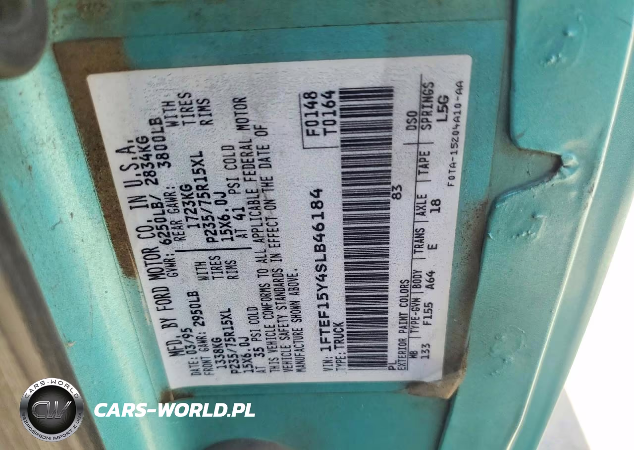 1995 Ford F150 VIN:1FTEF15Y4SLB46184 - 12