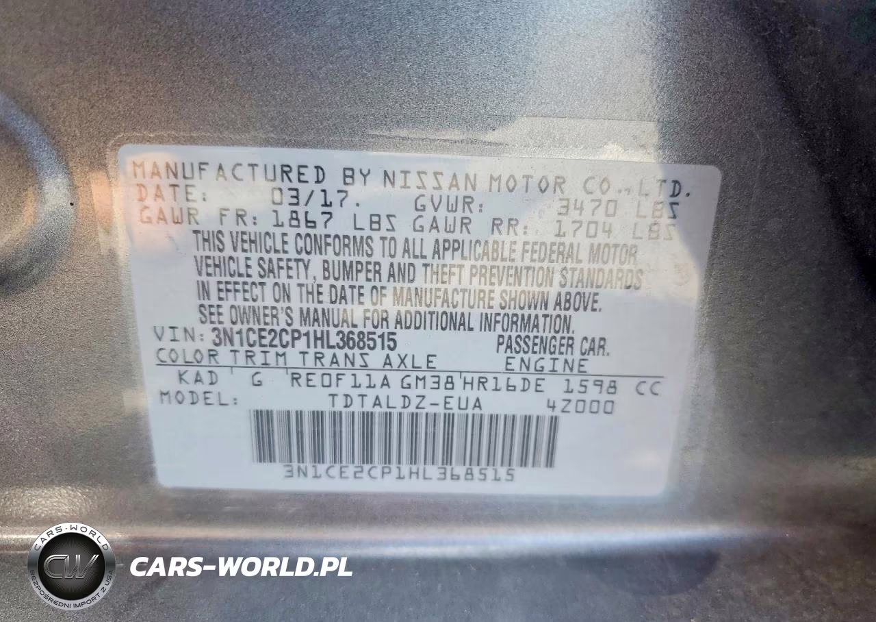 2017 Nissan Versa Note Sv VIN:3N1CE2CP1HL368515 - 12