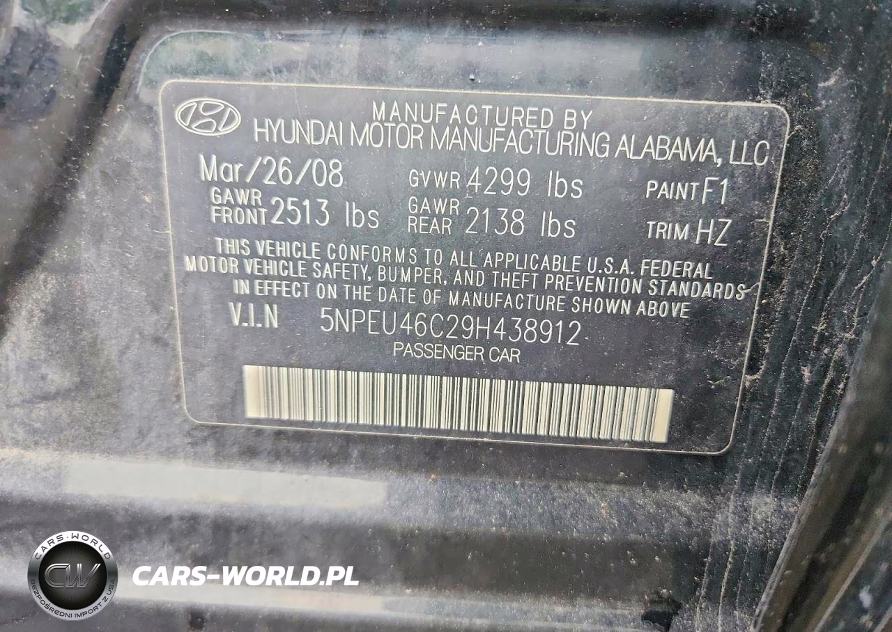 2009 Hyundai 260 VIN:5NPEU46C29H438912 - 12