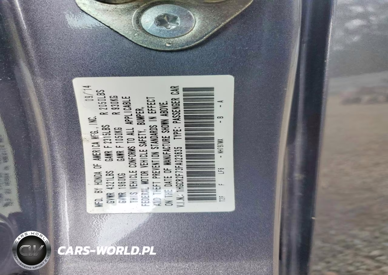 2015 Honda Accord Ex VIN:1HGCR2F73FA023635 - 12