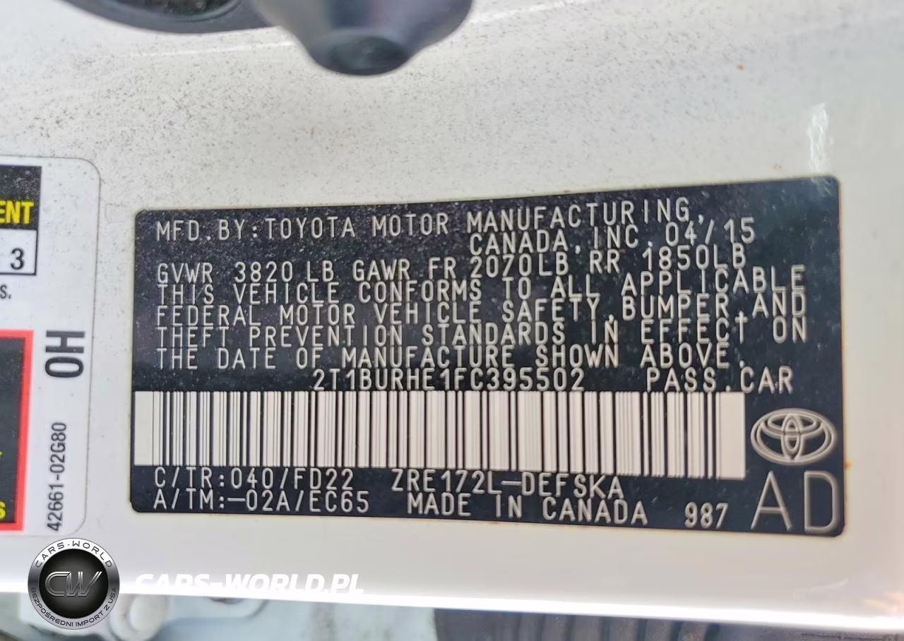 2015 Toyota Corolla S Plus VIN:2T1BURHE1FC395502 - 12