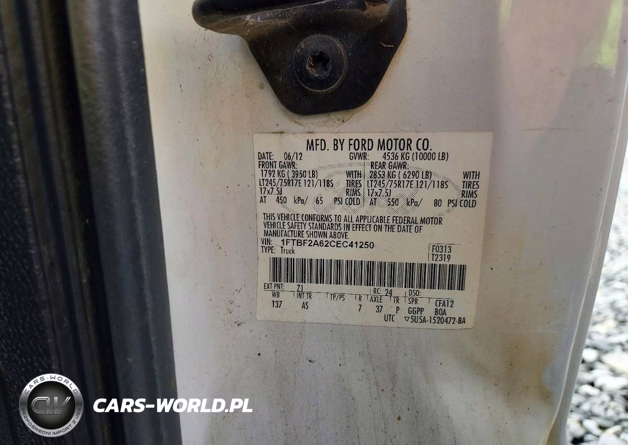 2012 Ford F250 Super Duty VIN:1FTBF2A62CEC41250 - 12