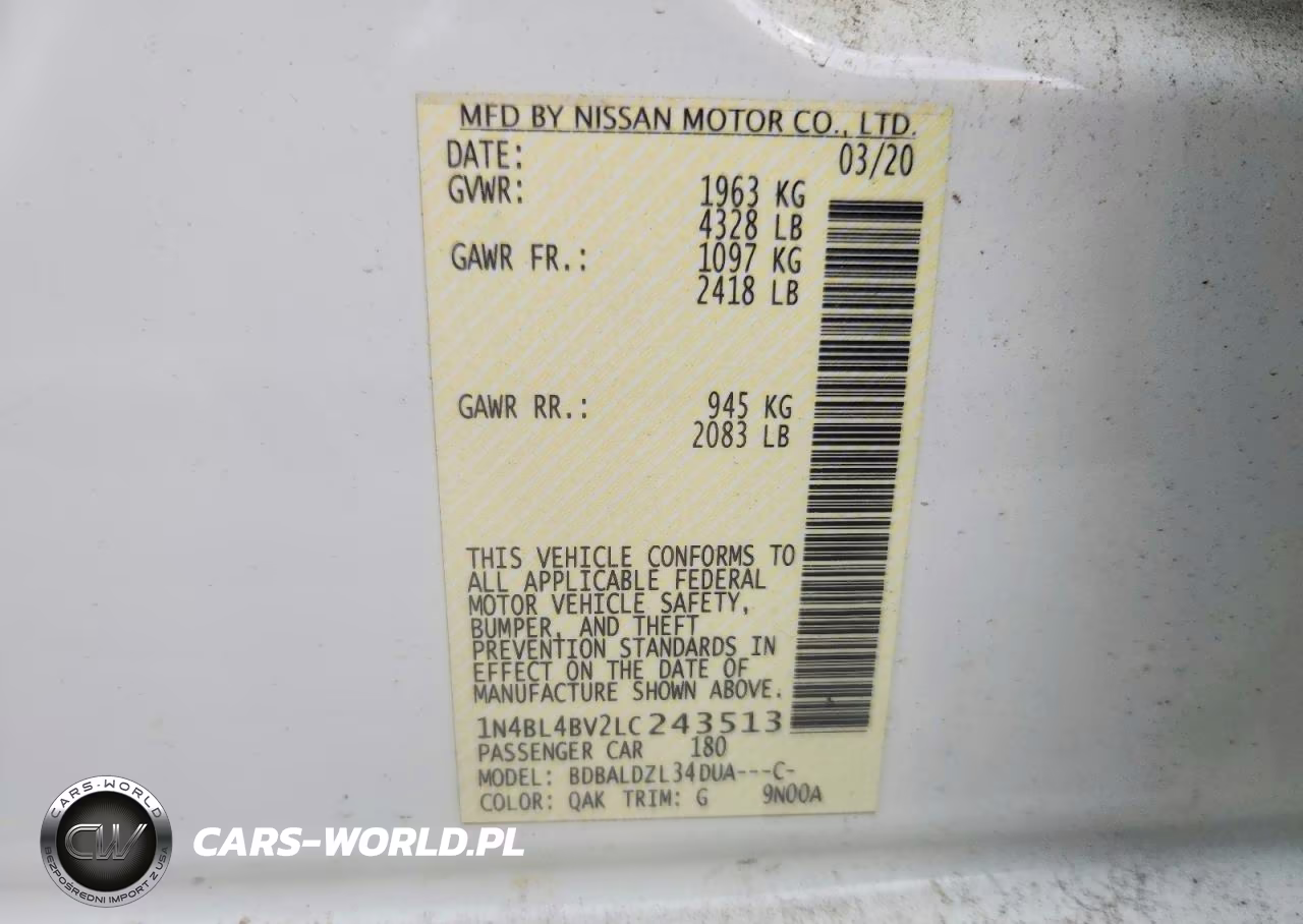 2020 Nissan Altima 2.5 S VIN:1N4BL4BV2LC243513 - 12